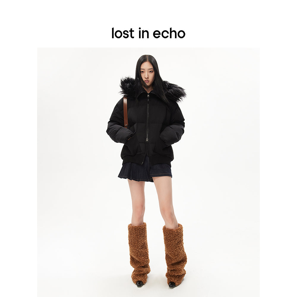 Lost In Echo Pointed Toe Chunky Heeled Snow Boots Brown - Streetcn