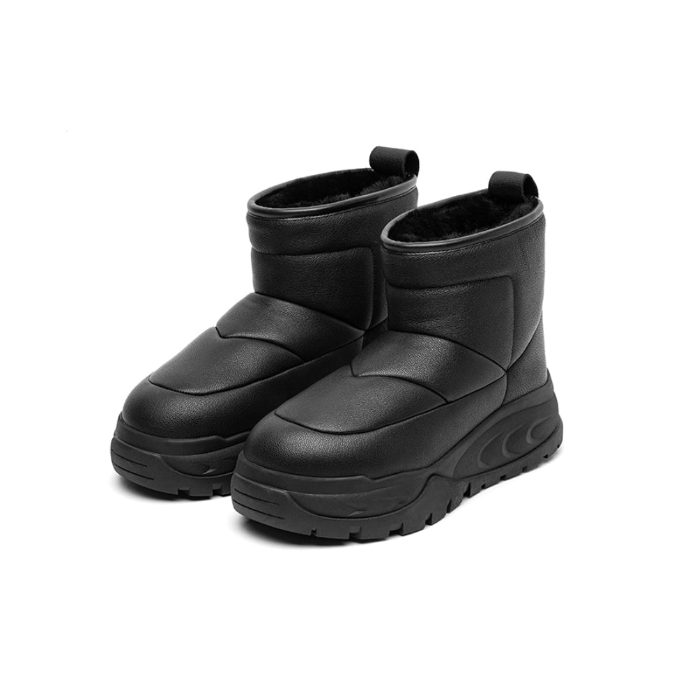SugarSu Outdoor Down Thick Sole Snow Boots Black - Streetcn