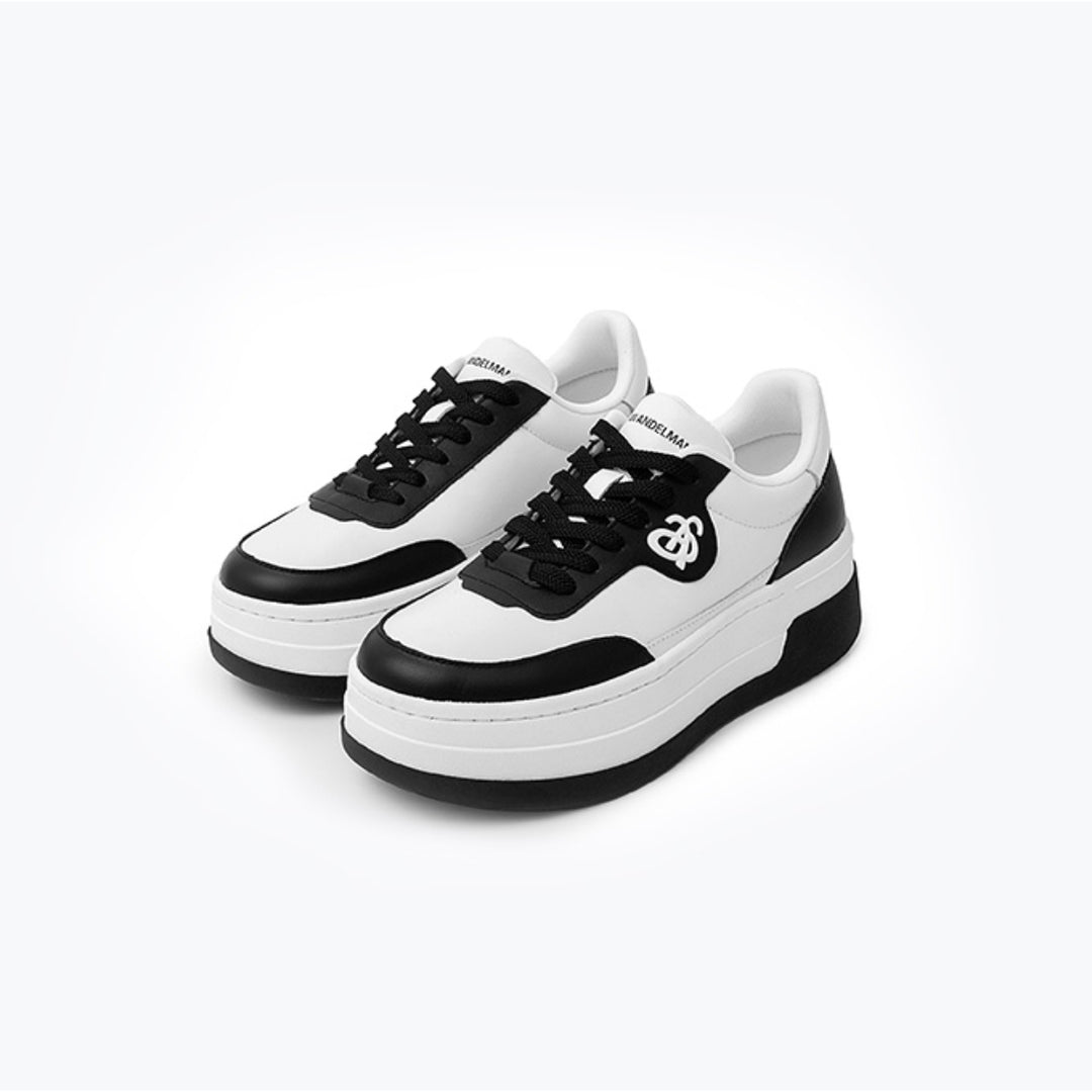 Ann Andelman Logo Heel Platform Sneaker Black - Streetcn