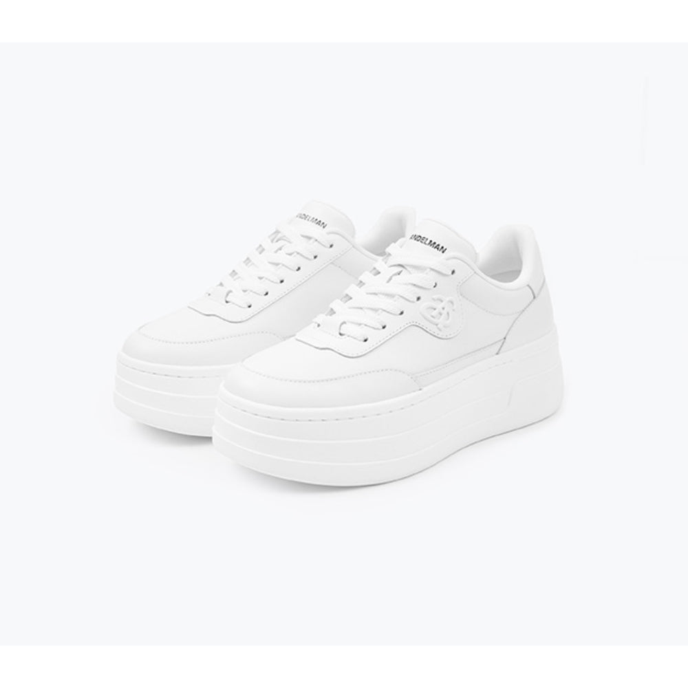 Ann Andelman Logo Heel Platform Sneaker All White - Streetcn