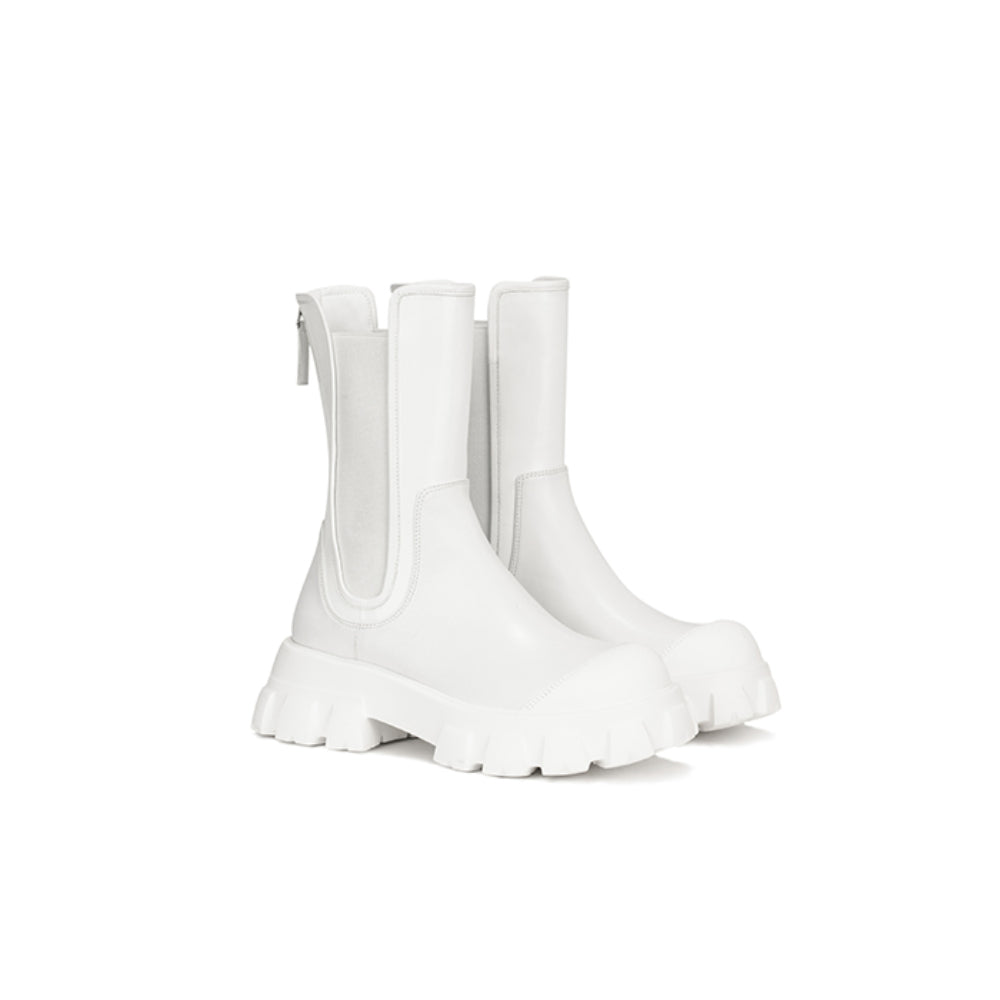 Lost In Echo Rubber Tote Chelsea Boots White - Streetcn