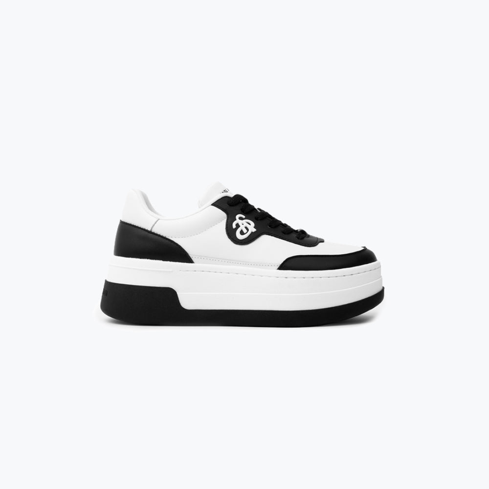 Ann Andelman Logo Heel Platform Sneaker Black - Streetcn
