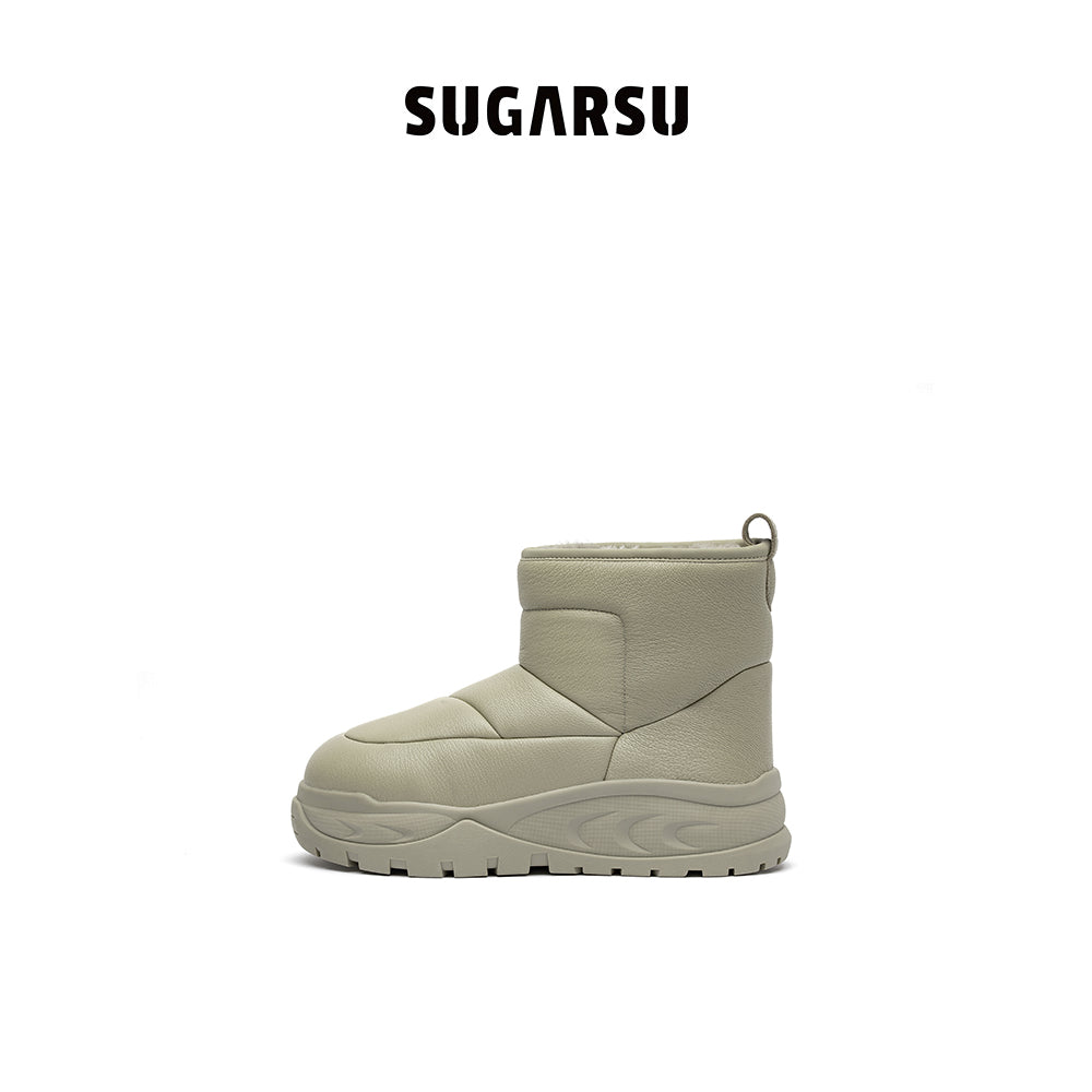 SugarSu Outdoor Down Thick Sole Snow Boots Green - Streetcn