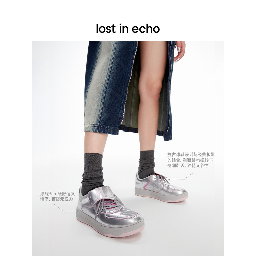 Lost In Echo Twist Upper Tongue Casual Sneaker Sliver - Streetcn