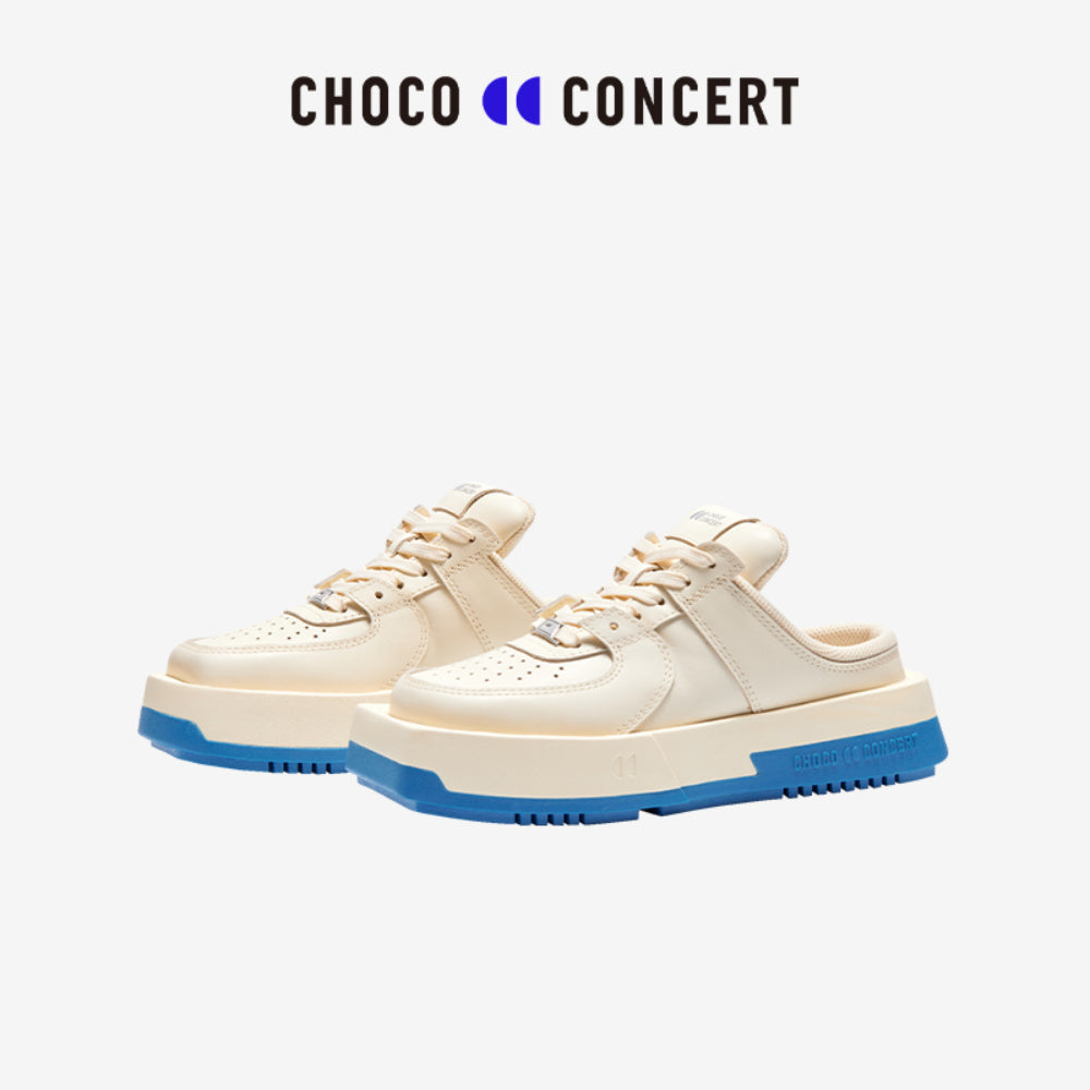 Choco Concert Mis-Matched Square Toe Slip On Cream - Mores Studio