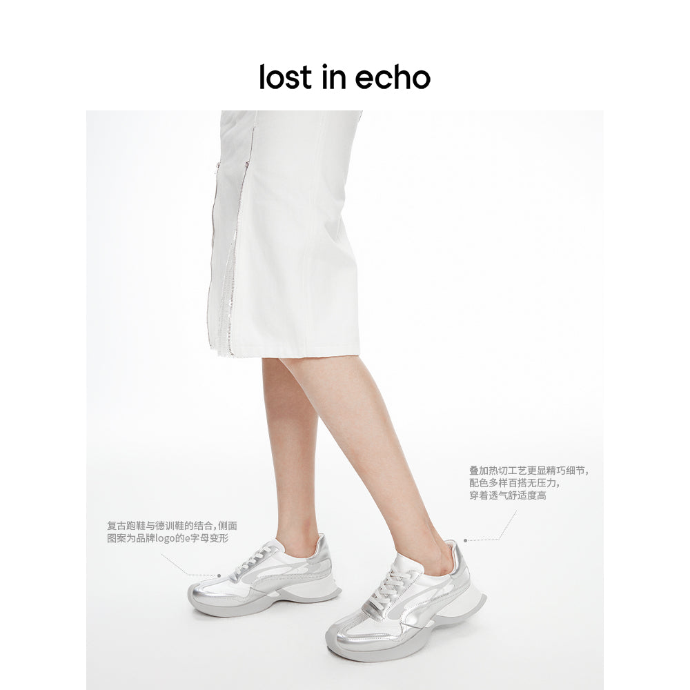 Lost In Echo Upturned Toe Retro Sneaker Sliver - Streetcn