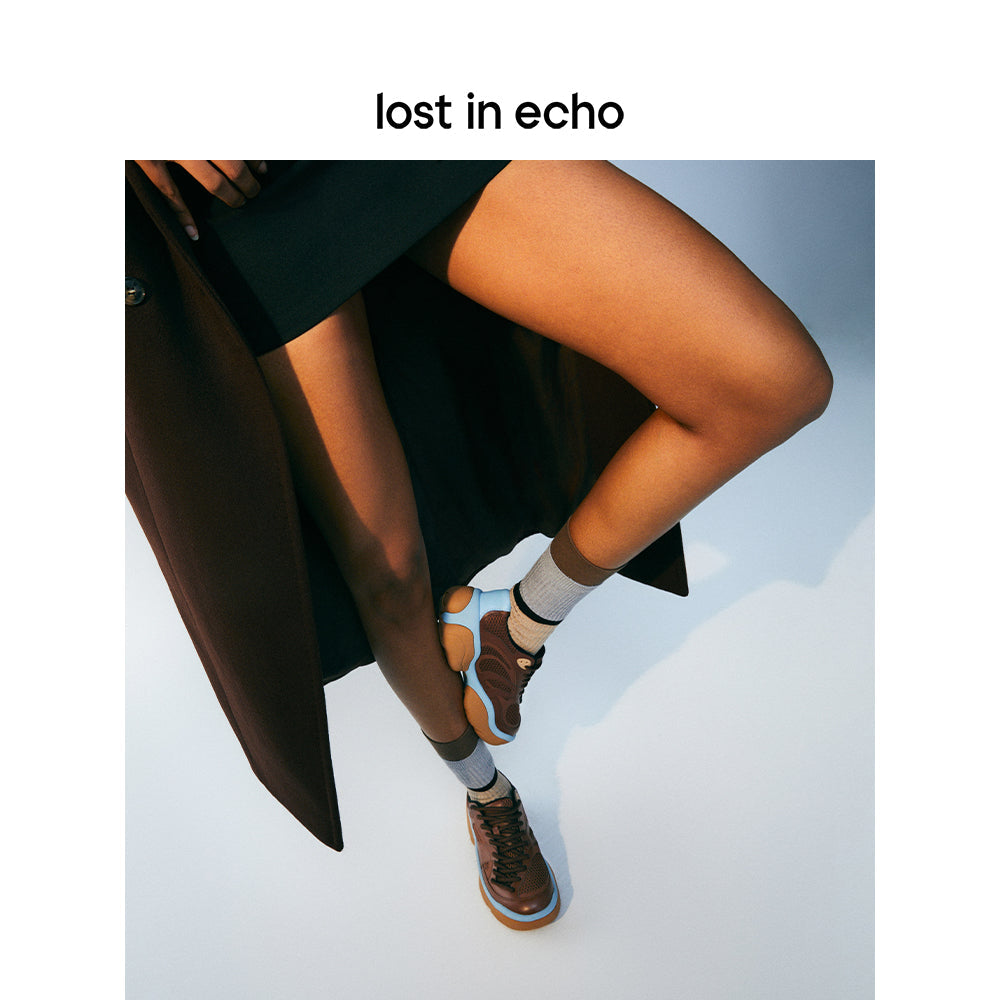 Lost In Echo Twist Upper Thick Sole Casual Retro Sneaker Brown - Streetcn