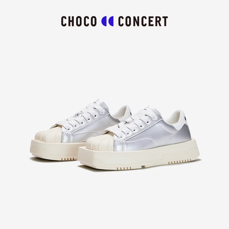 Choco Concert Mis-Matched Shell Toe Sneaker Sliver - Streetcn