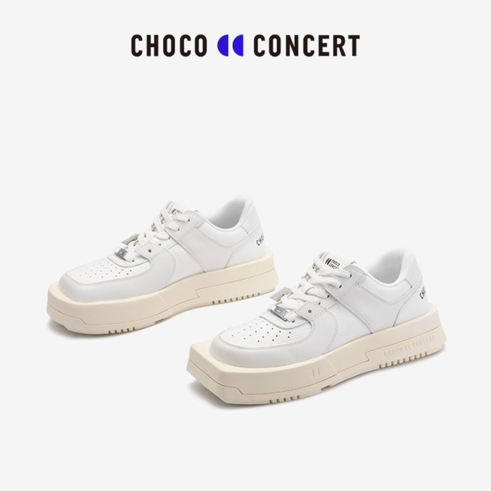 Choco Concert Mis-Matched Square Toe Sneaker All White - Mores Studio