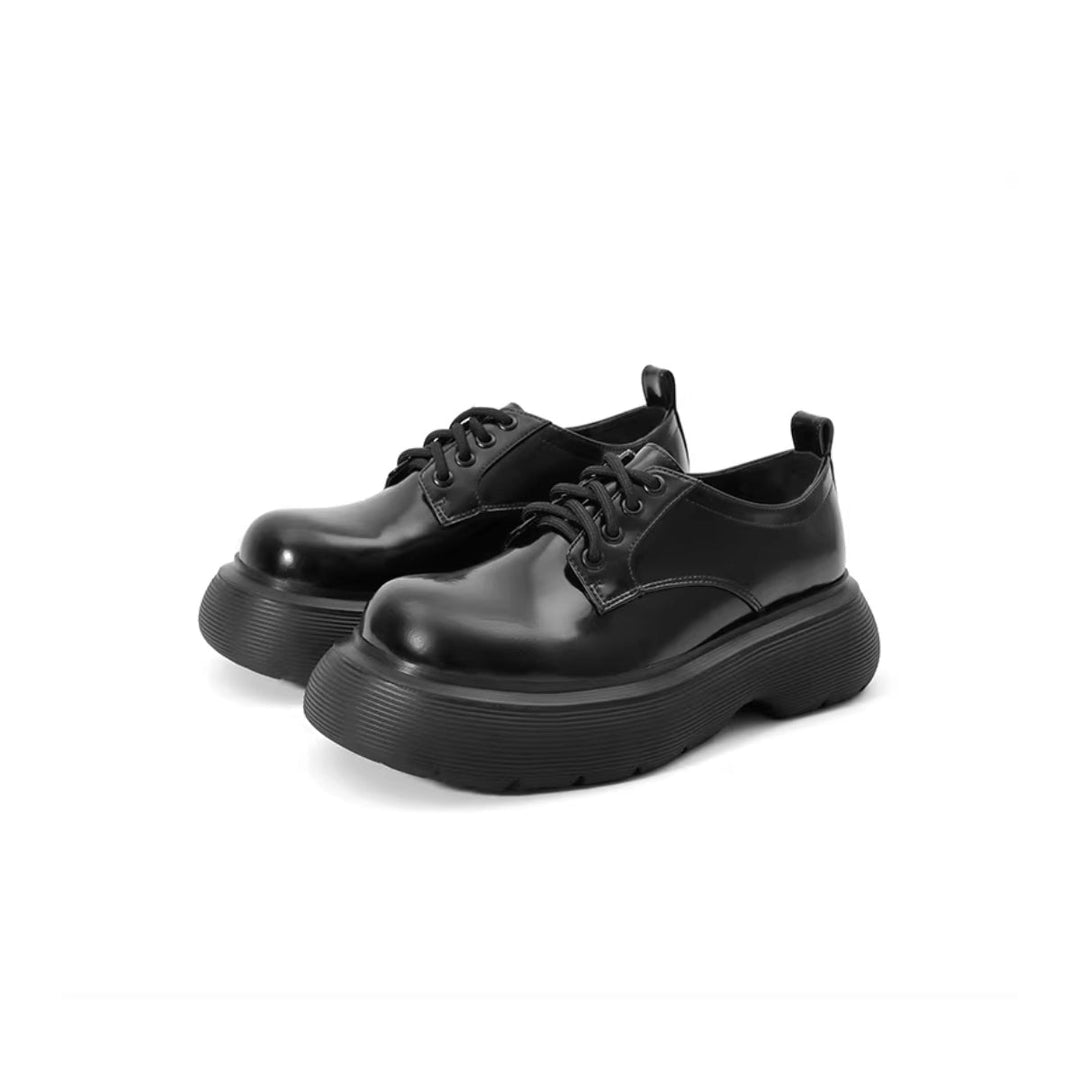 Laber Three Thick-Soled Leather Derby Black - Mores Studio