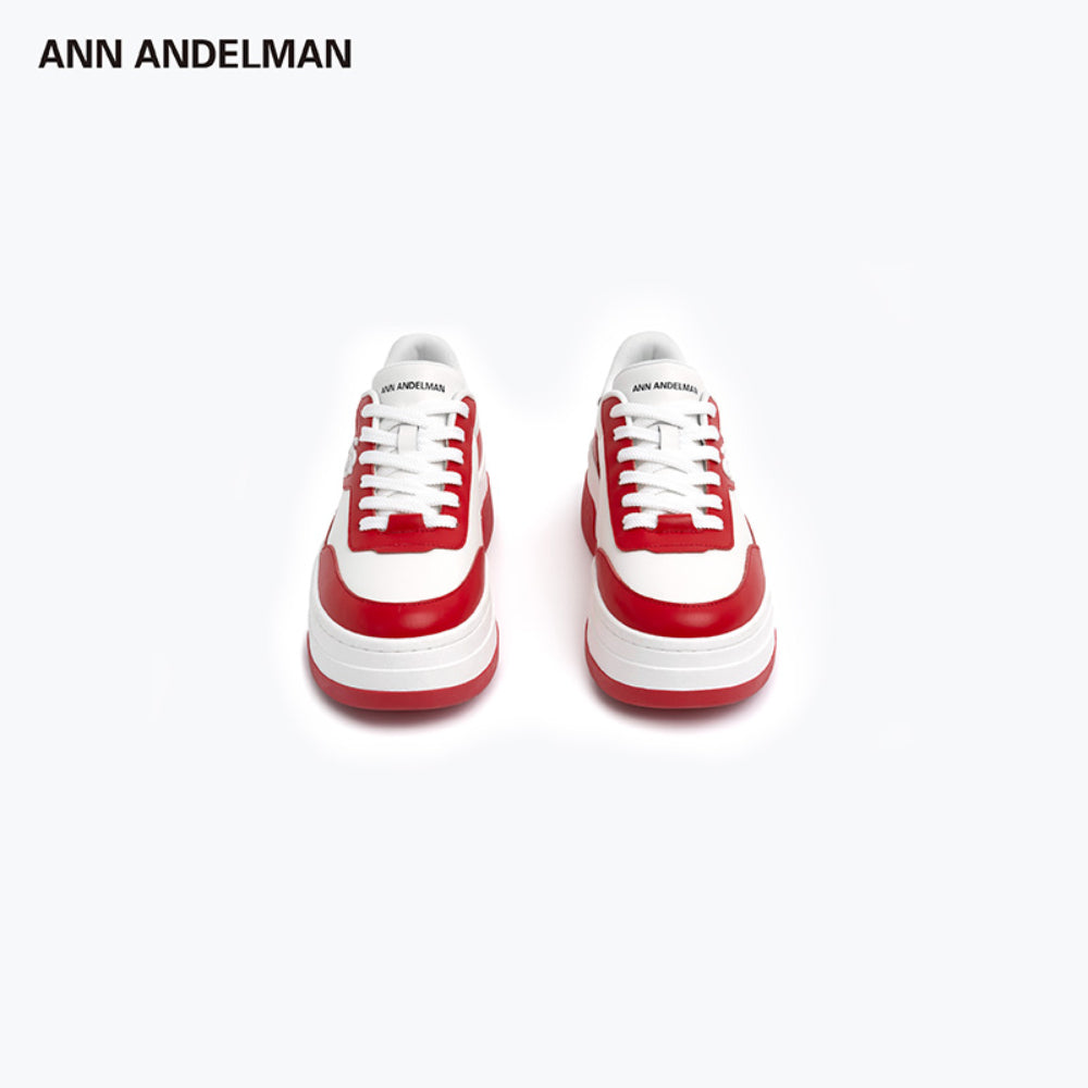 Ann Andelman Logo Heel Platform Sneaker Red