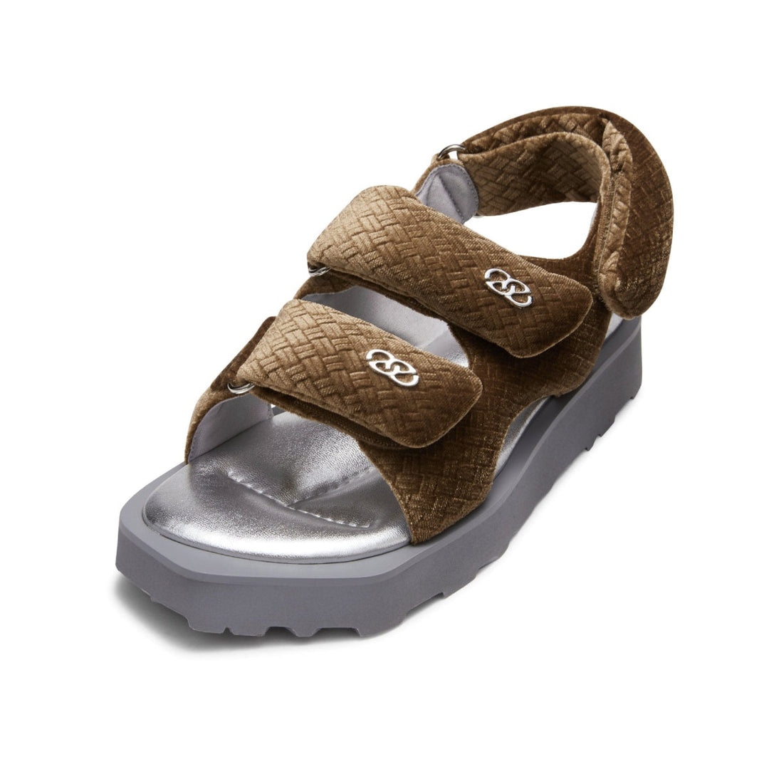 Lost In Echo Faceted Padded Double-Strap Sandal Brown