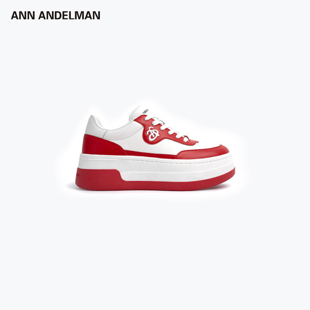 Ann Andelman Logo Heel Platform Sneaker Red