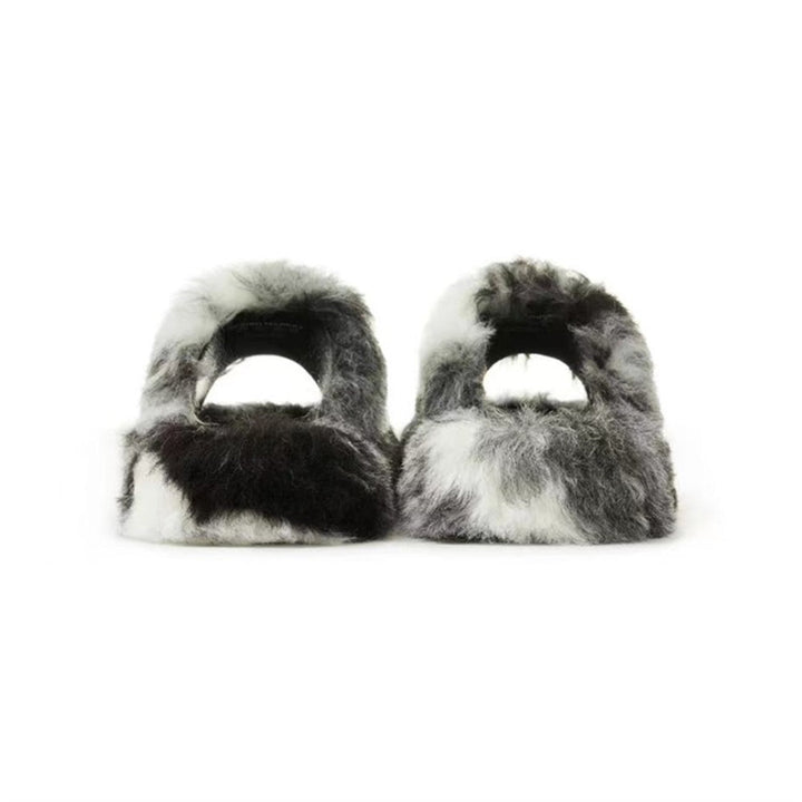 Weird Market Metal Logo Furry Slipper Black