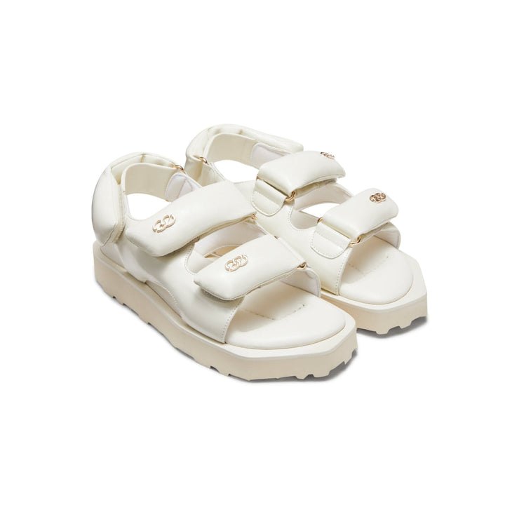 Lost In Echo Faceted Padded Double-Strap Sandal White