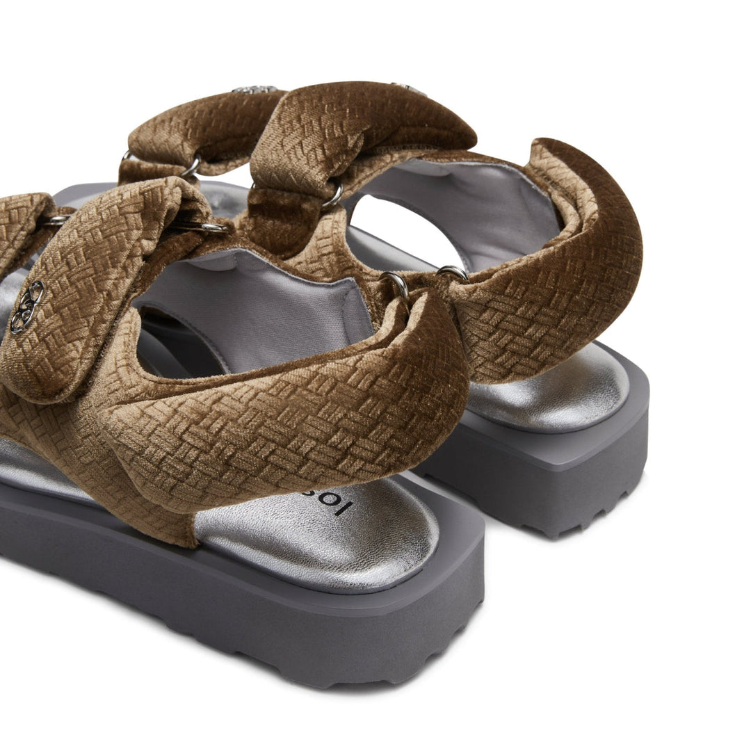 Lost In Echo Faceted Padded Double-Strap Sandal Brown