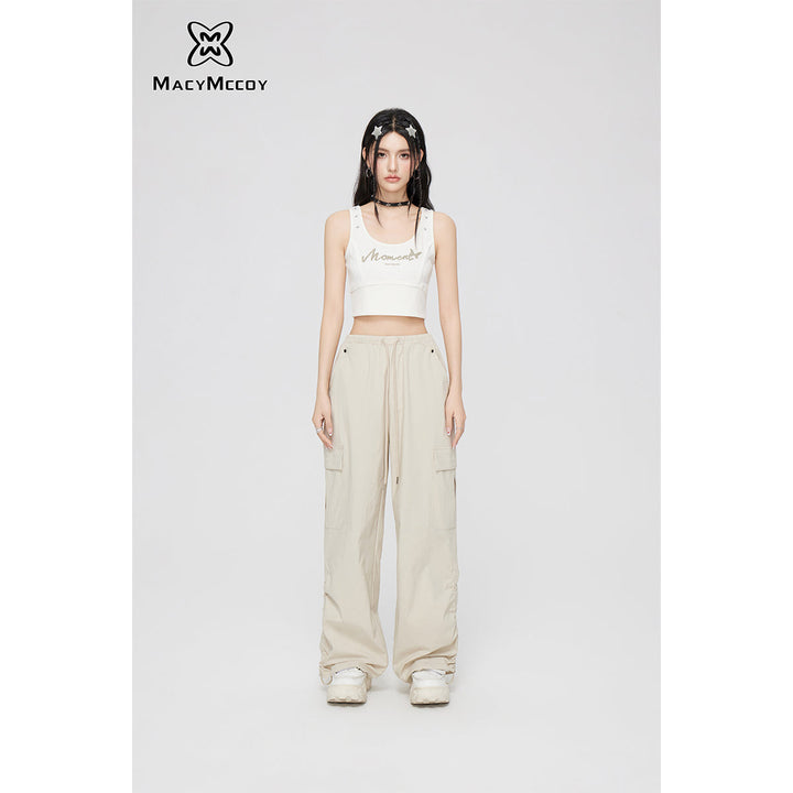 MacyMccoy Ruched Wide-Leg Cargo Pants Khaki