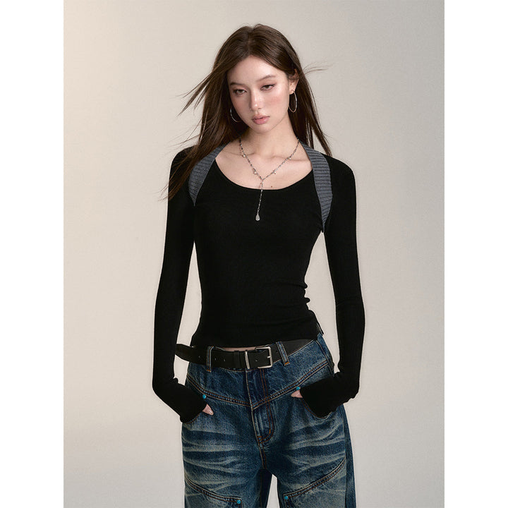 Via Pitti Reversible Two-Way Slim Knit Top Black