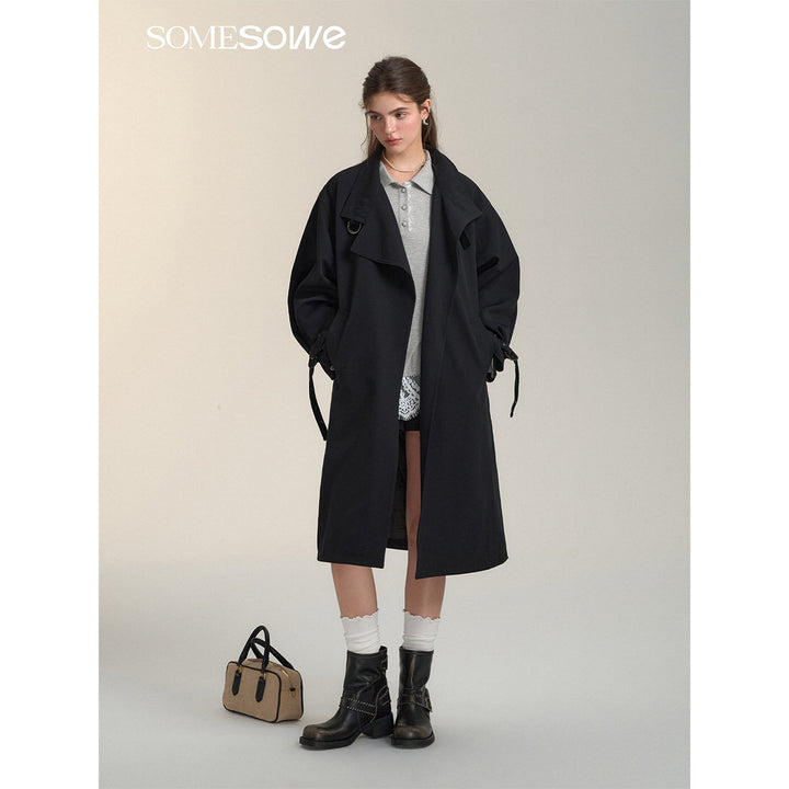 SomeSowe Floral Patchwork Casual Silhouette Coat Black