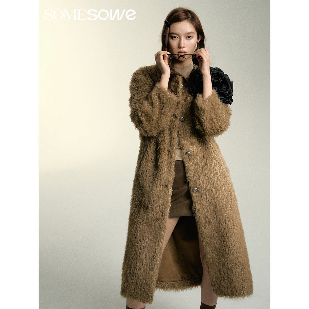 SomeSowe Oversized Chamois Leather Fur Coat Khaki - Mores Studio