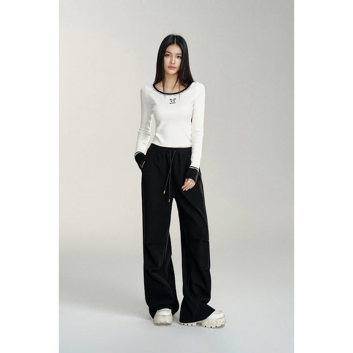 MacyMccoy Wrinkle Wide-Leg Fleece-Lined Pants Black