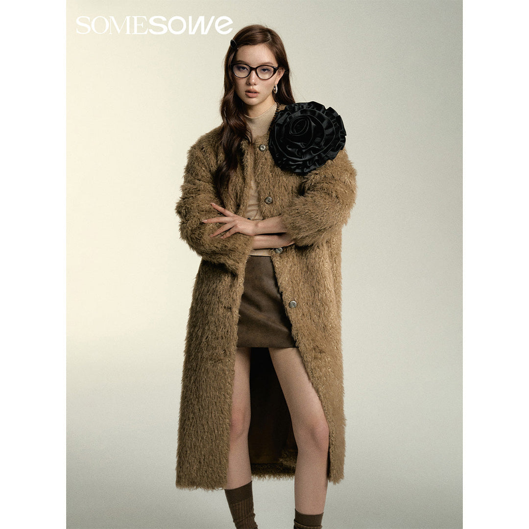 SomeSowe Oversized Chamois Leather Fur Coat Khaki - Mores Studio