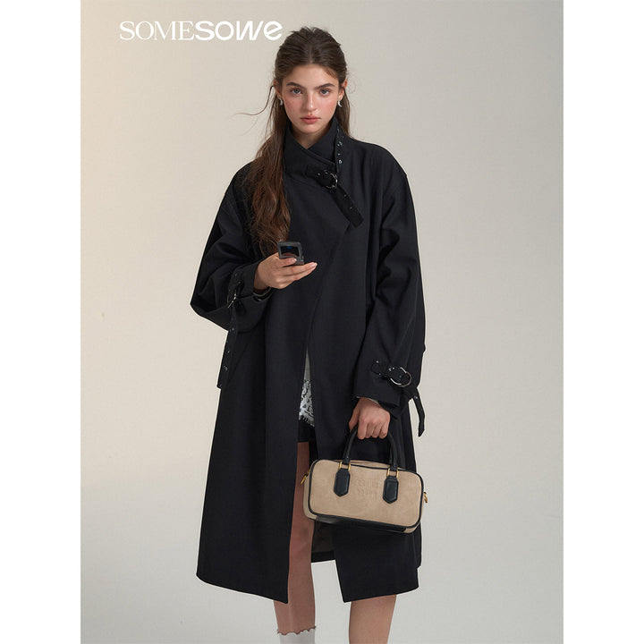 SomeSowe Floral Patchwork Casual Silhouette Coat Black