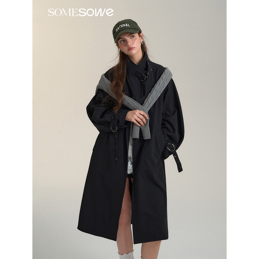 SomeSowe Floral Patchwork Casual Silhouette Coat Black