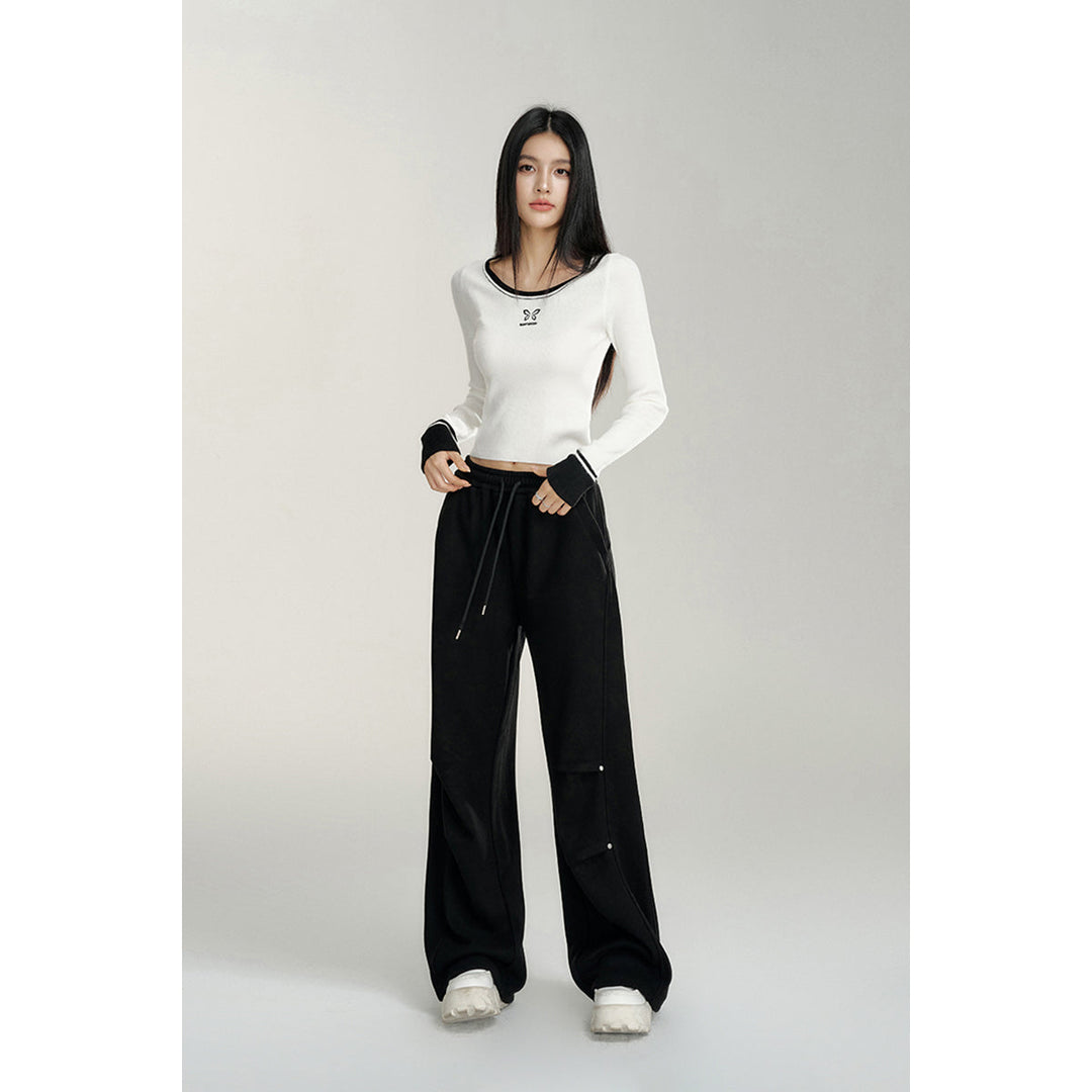 MacyMccoy Wrinkle Wide-Leg Fleece-Lined Pants Black