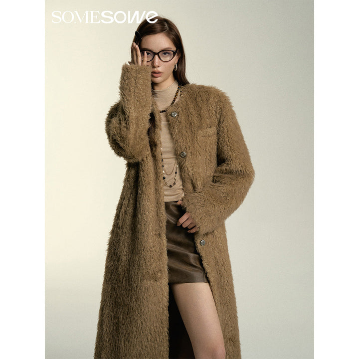 SomeSowe Oversized Chamois Leather Fur Coat Khaki - Mores Studio