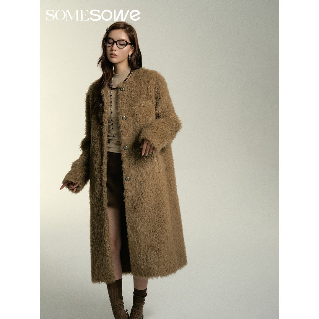 SomeSowe Oversized Chamois Leather Fur Coat Khaki - Mores Studio