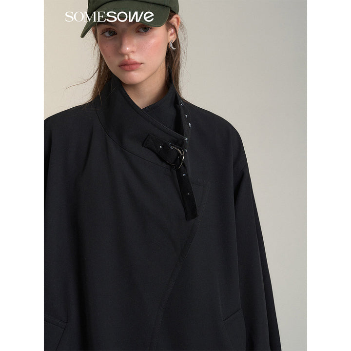 SomeSowe Floral Patchwork Casual Silhouette Coat Black