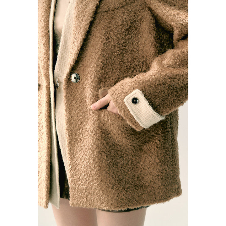 Via Pitti Fake-2-Piece Thicken Fleece Blazer Brown - Mores Studio