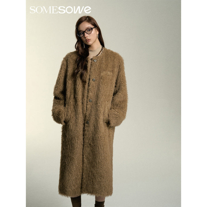 SomeSowe Oversized Chamois Leather Fur Coat Khaki - Mores Studio