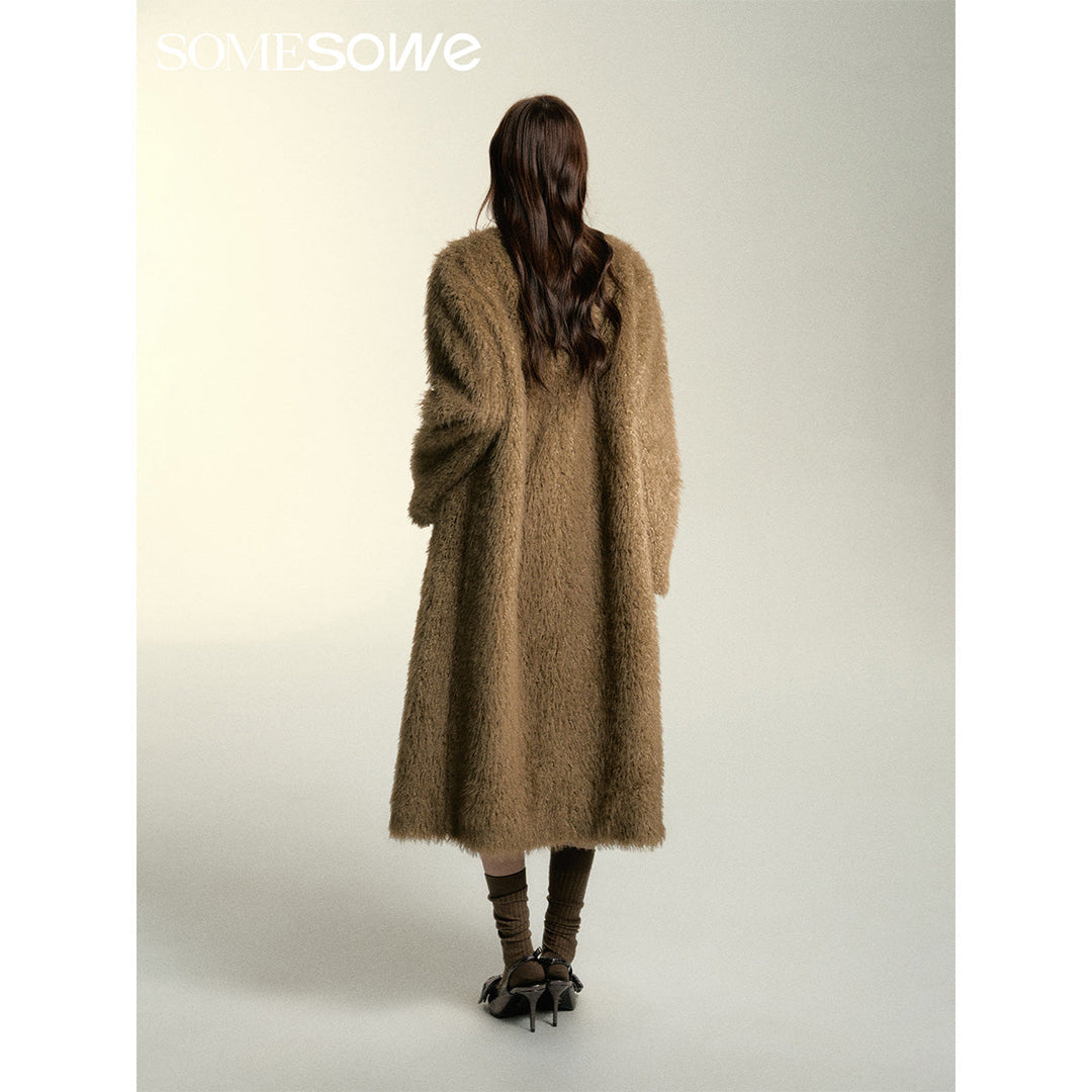 SomeSowe Oversized Chamois Leather Fur Coat Khaki - Mores Studio