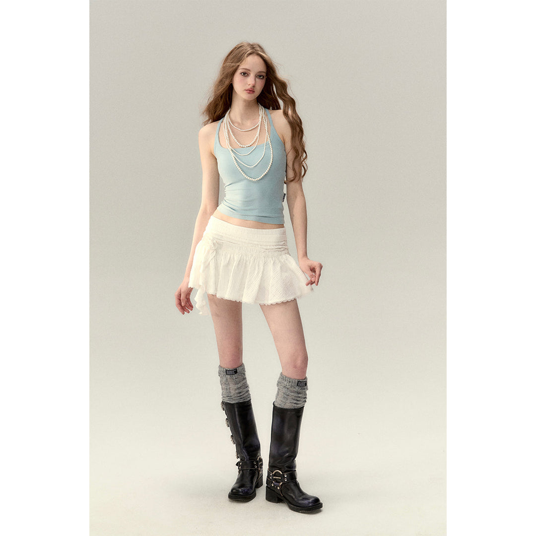 Via Pitti Detachable 3D Lace Rose Mini Skirt White - Mores Studio