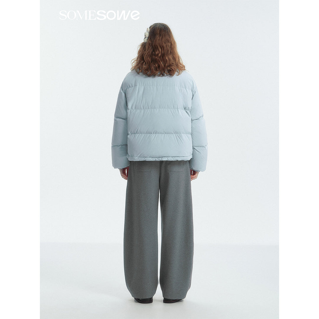 SomeSowe Lace Patchwork Reversible Down Jacket Blue