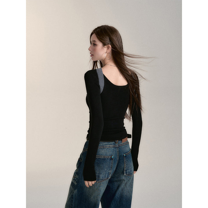 Via Pitti Reversible Two-Way Slim Knit Top Black