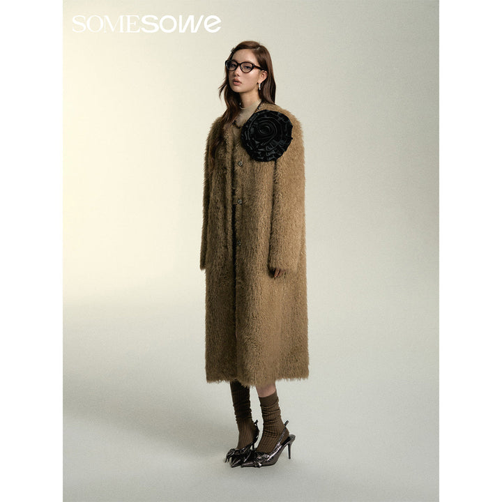 SomeSowe Oversized Chamois Leather Fur Coat Khaki - Mores Studio