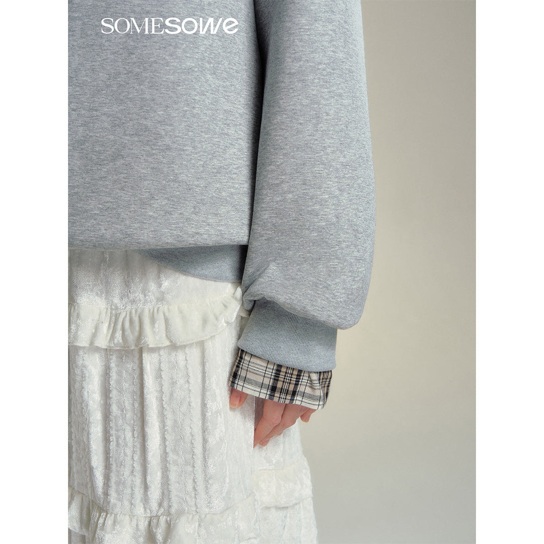 SomeSowe Origami Bow Embroidery Sweatshirt Gray