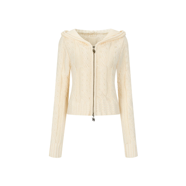 Via Pitti Big Hat Twist Shorts Knit Cardigan Beige