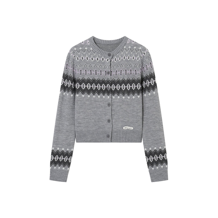 SomeSowe Vintage Fair Isle Woolen Cardigan Grey - Mores Studio