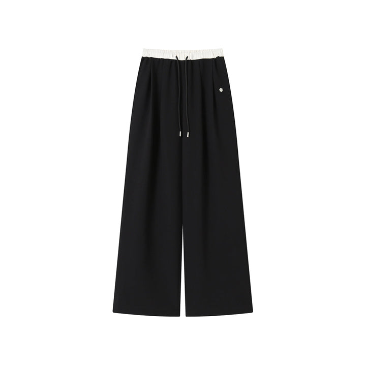 SomeSowe Drawstring Wide-Leg Suit Pants Black