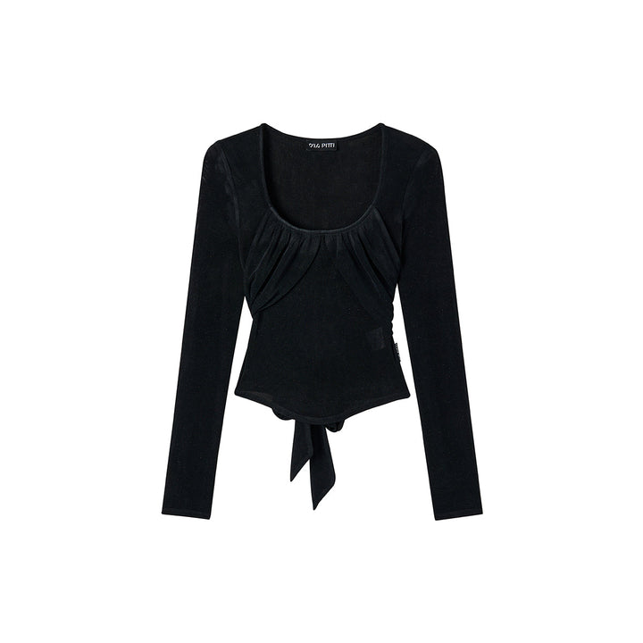 Via Pitti Sparkling U-Neck Back Tie Top - Mores Studio