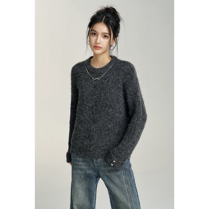 MacyMccoy Chain Loose Knit Sweater Gray