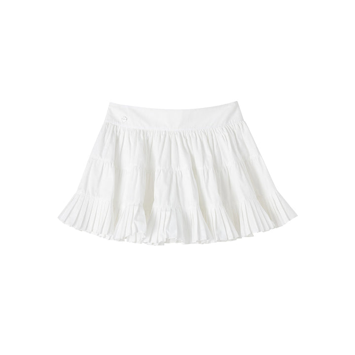 SomeSowe Ballet Pleated A-Line Puffy Skirt White