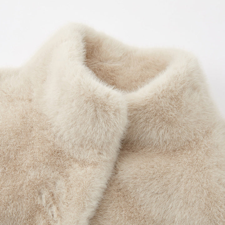 SomeSowe Fluffy Faux Mink Teddy Coat Beige