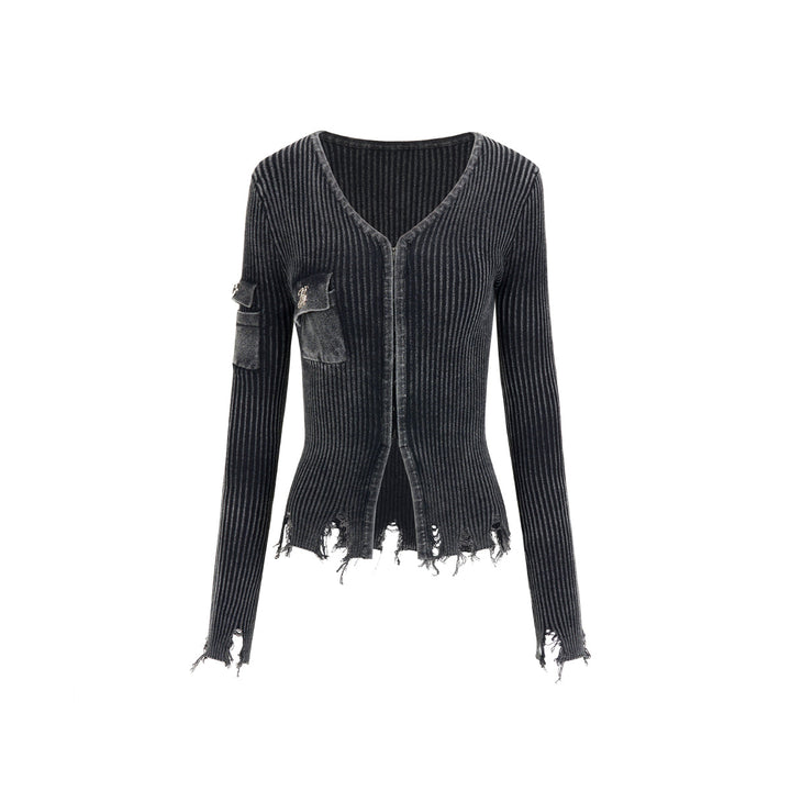 Via Pitti Vintage Destroy Cutting Washed Knit Cardigan - Mores Studio