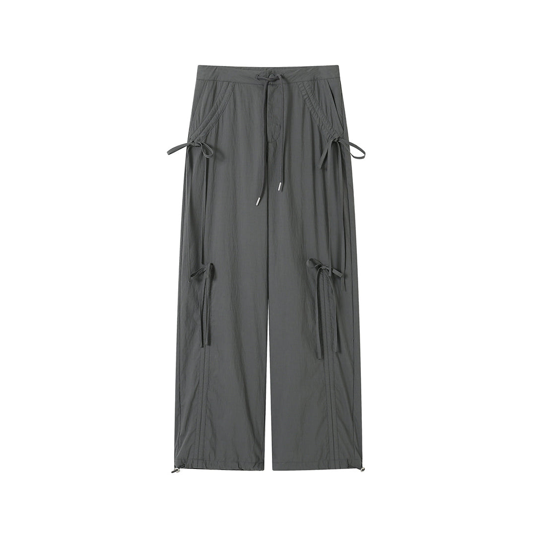 SomeSowe Bow Drawstring Cargo Pants Gray