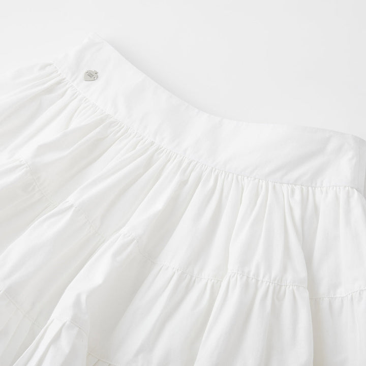 SomeSowe Ballet Pleated A-Line Puffy Skirt White